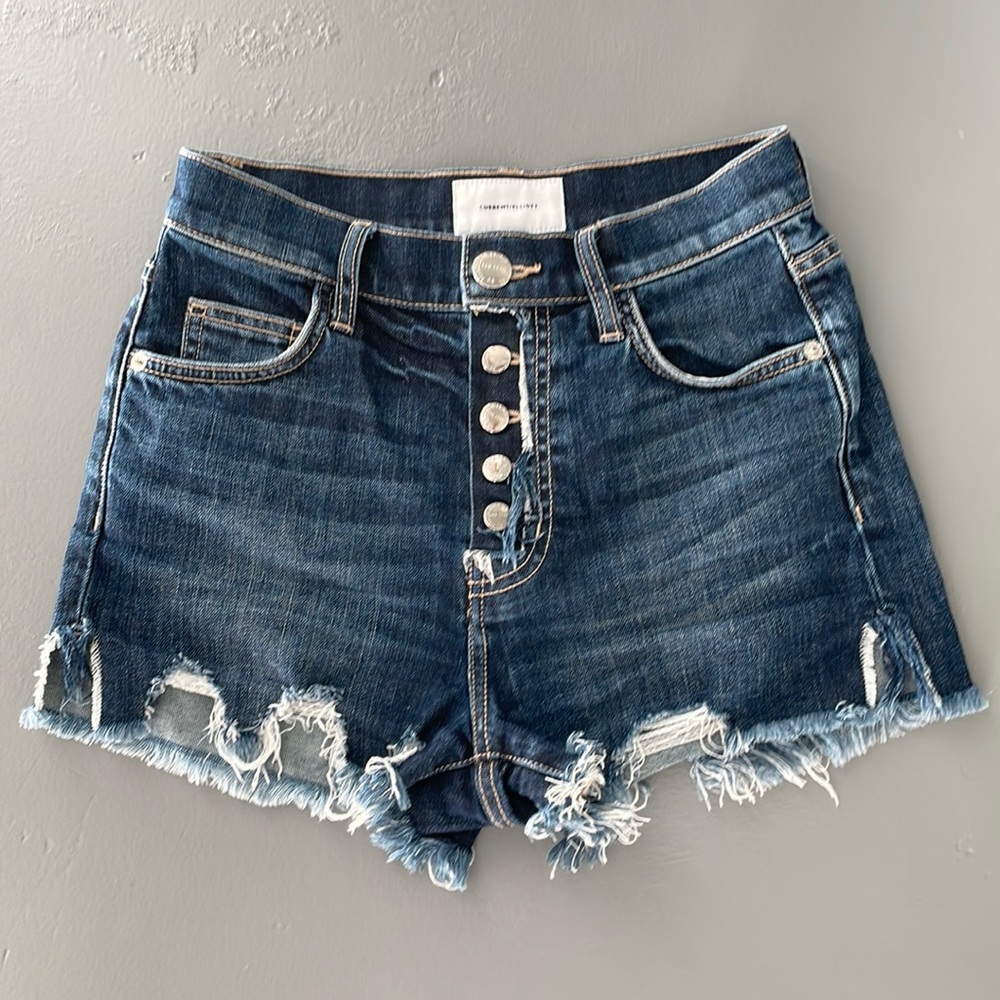 Current/Elliott High Waisted Button Fly Denim Shorts Size 24